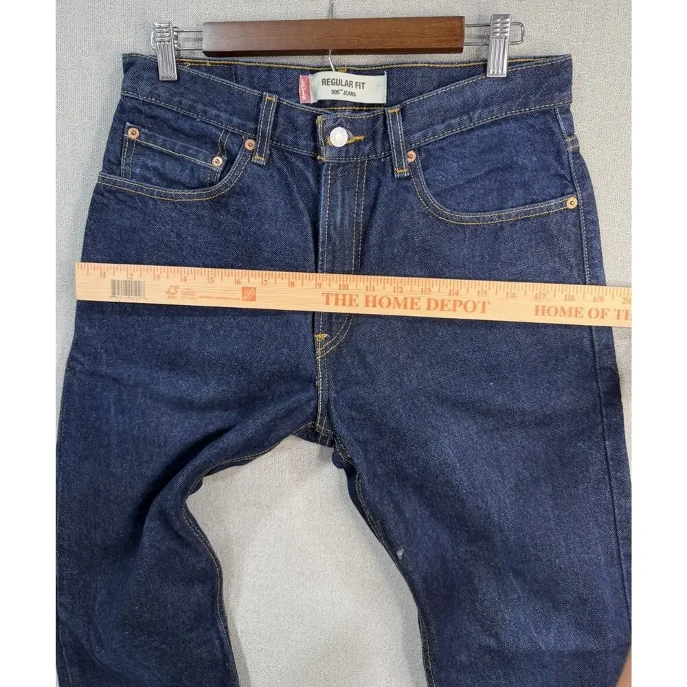 Levi’s Men’s 505 Regular Fit Jeans Dark Stonewash Blue Denim 32 x 32 (31 Actual)